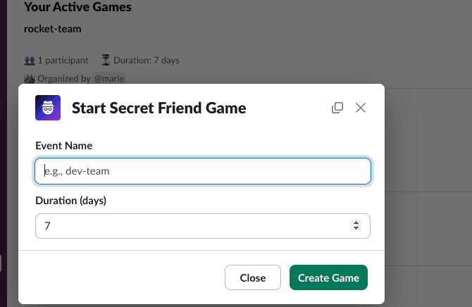 Starting a Secret Friend game